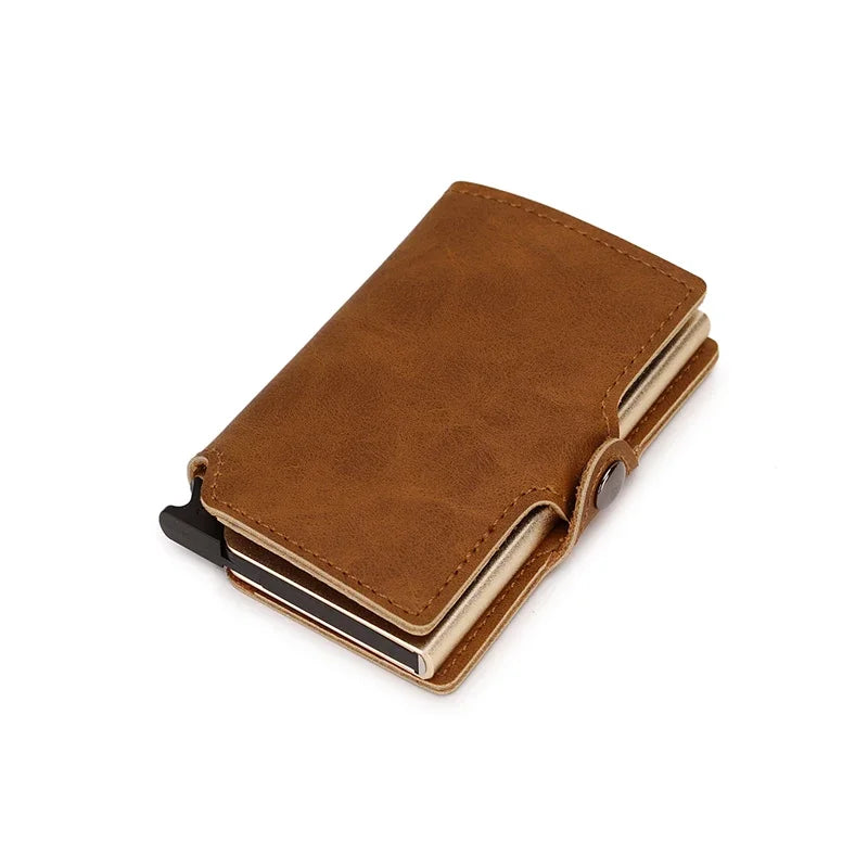Portefeuille RFID en cuir refendu et aluminium slim avec porte-cartes sécurisé compact — photo 11