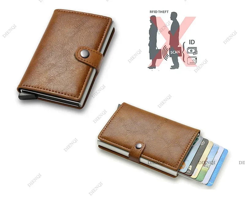 Portefeuille RFID en cuir PU compact avec porte-cartes sécurisé et bouton pression — photo 3
