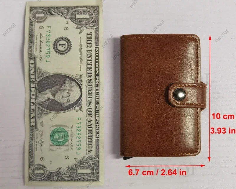 Portefeuille RFID en cuir PU compact avec porte-cartes sécurisé et bouton pression — photo 4