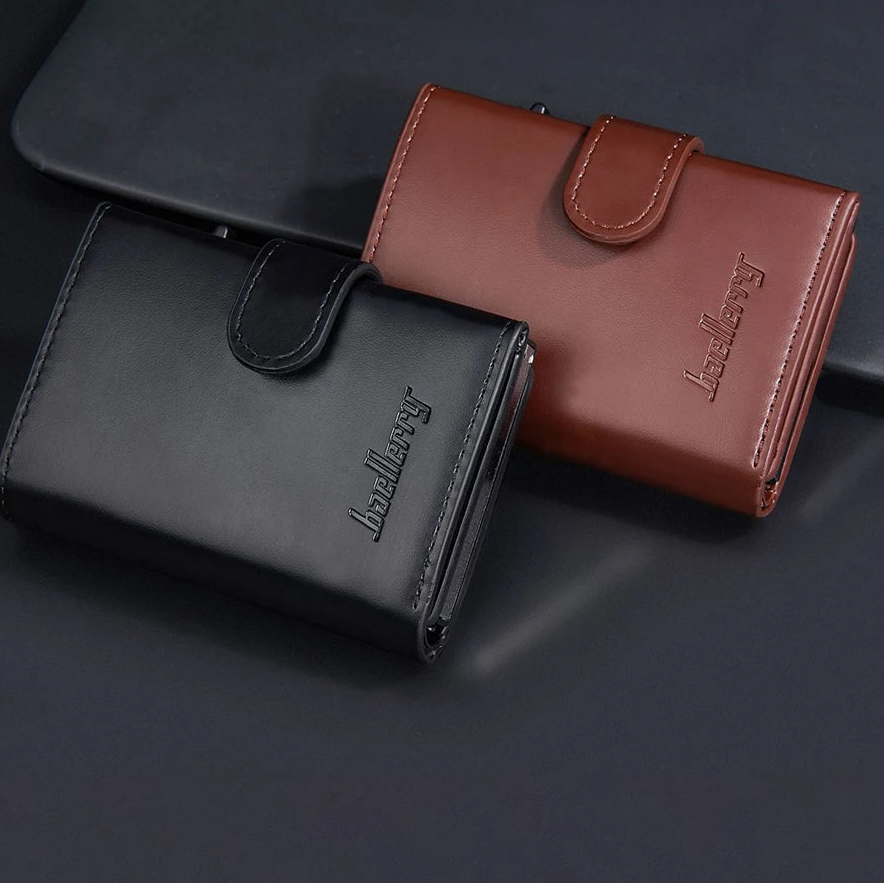 Portefeuille carte RFID homme en cuir PU avec bouton pression et porte-cartes aluminium — photo 1
