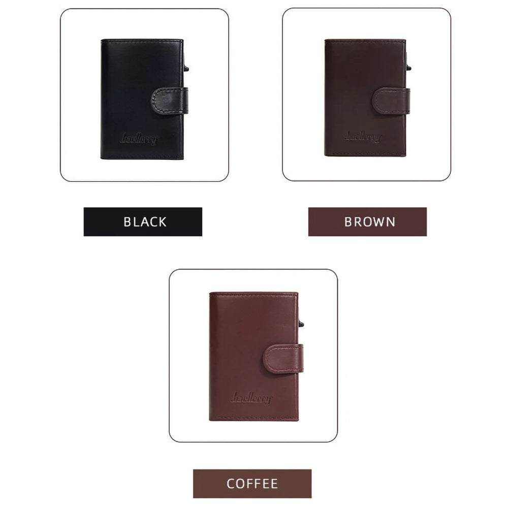 Portefeuille carte RFID homme en cuir PU avec bouton pression et porte-cartes aluminium — photo 6