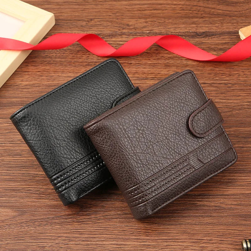 Portefeuille Slim en PU pour homme – Portefeuille bifold avec porte-cartes, fenêtre pour permis de conduire, porte-monnaie et fermeture à rabat — photo 1