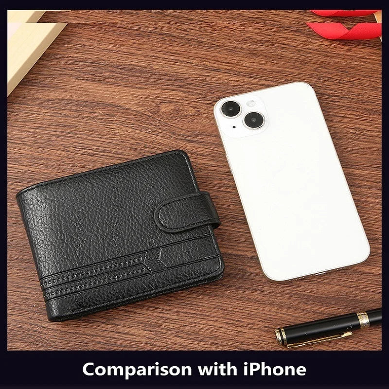 Portefeuille Slim en PU pour homme – Portefeuille bifold avec porte-cartes, fenêtre pour permis de conduire, porte-monnaie et fermeture à rabat — photo 6