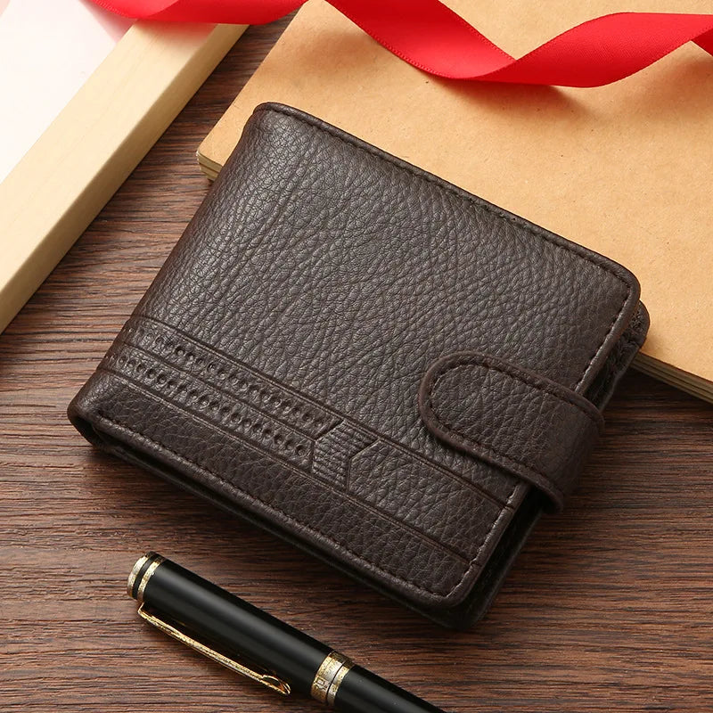 Portefeuille Slim en PU pour homme – Portefeuille bifold avec porte-cartes, fenêtre pour permis de conduire, porte-monnaie et fermeture à rabat — photo 7