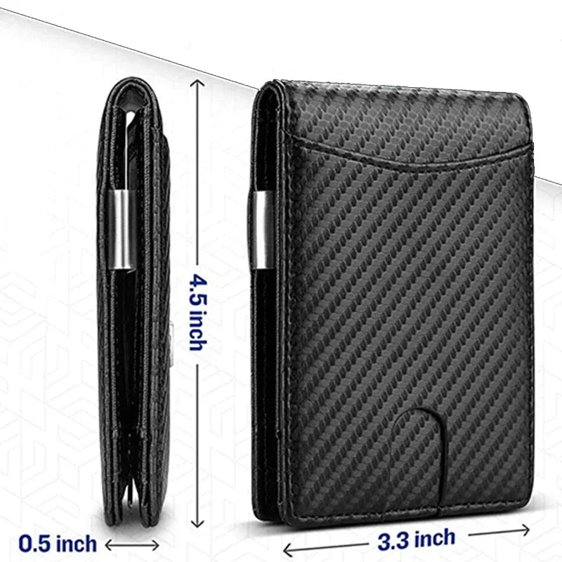 Portefeuille slim en fibre carbone RFID unisexe avec porte-cartes et compartiments — photo 3