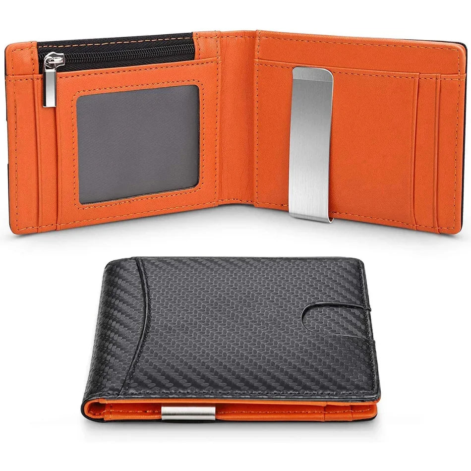 Portefeuille slim en fibre carbone RFID unisexe avec porte-cartes et compartiments — photo 7