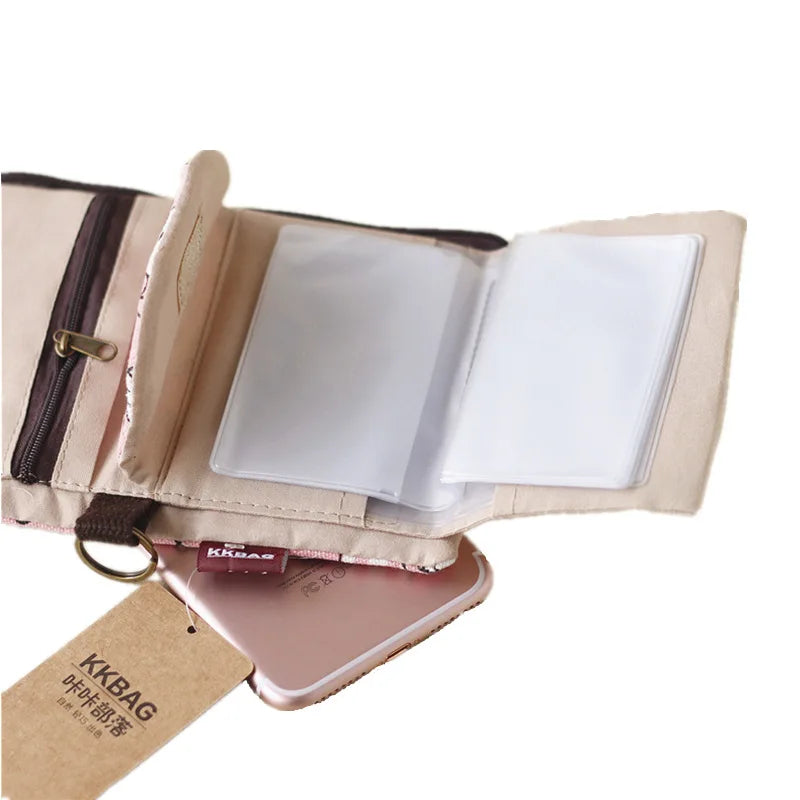 Portefeuille tissu pliable unisexe en toile avec motifs japonais et fermeture pression — photo 4