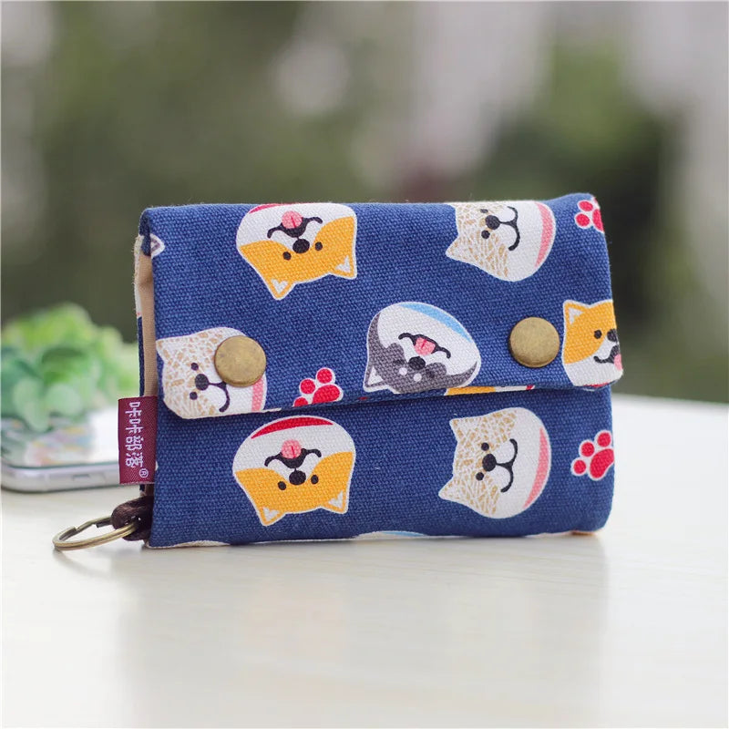 Portefeuille tissu pliable unisexe en toile avec motifs japonais et fermeture pression — photo 8