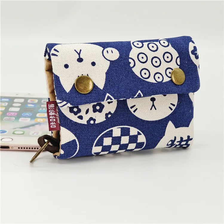 Portefeuille tissu pliable unisexe en toile avec motifs japonais et fermeture pression — photo 9