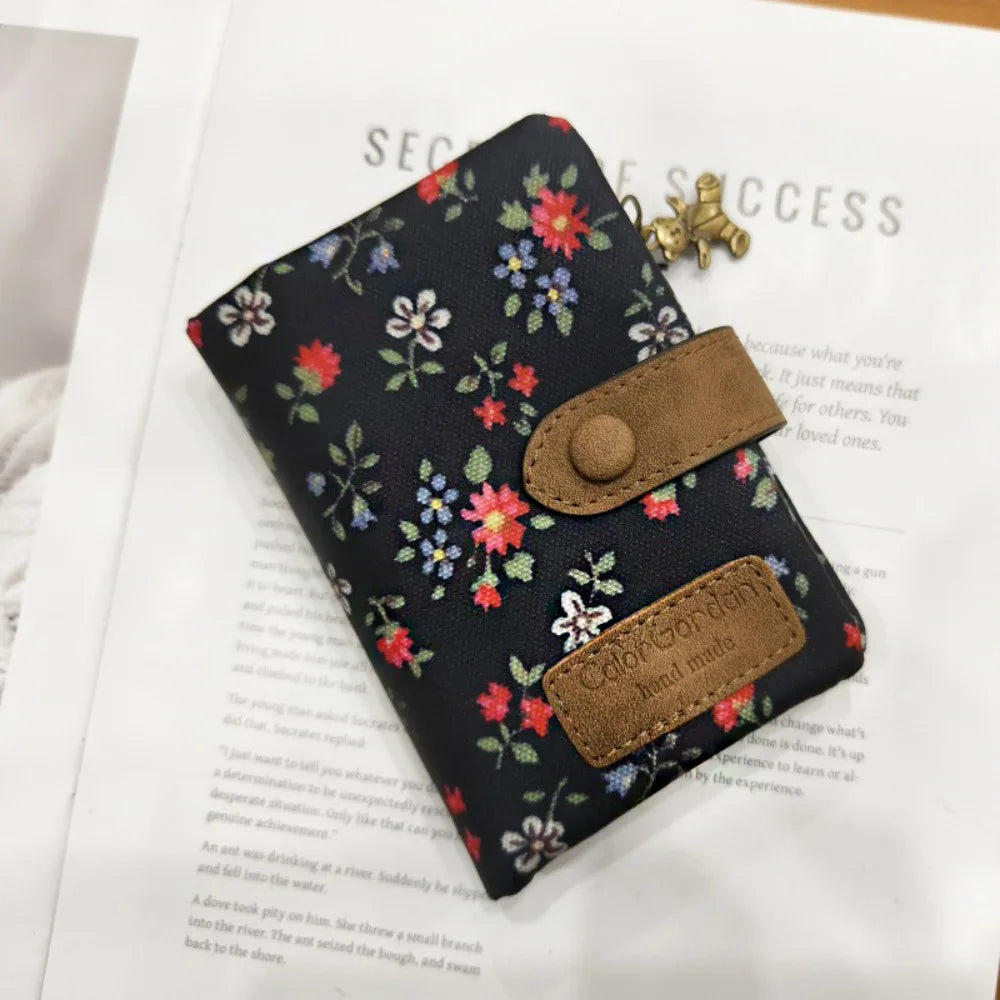 Portefeuille compact en toile imprimée porte-monnaie pliable mixte motif chat — photo 1