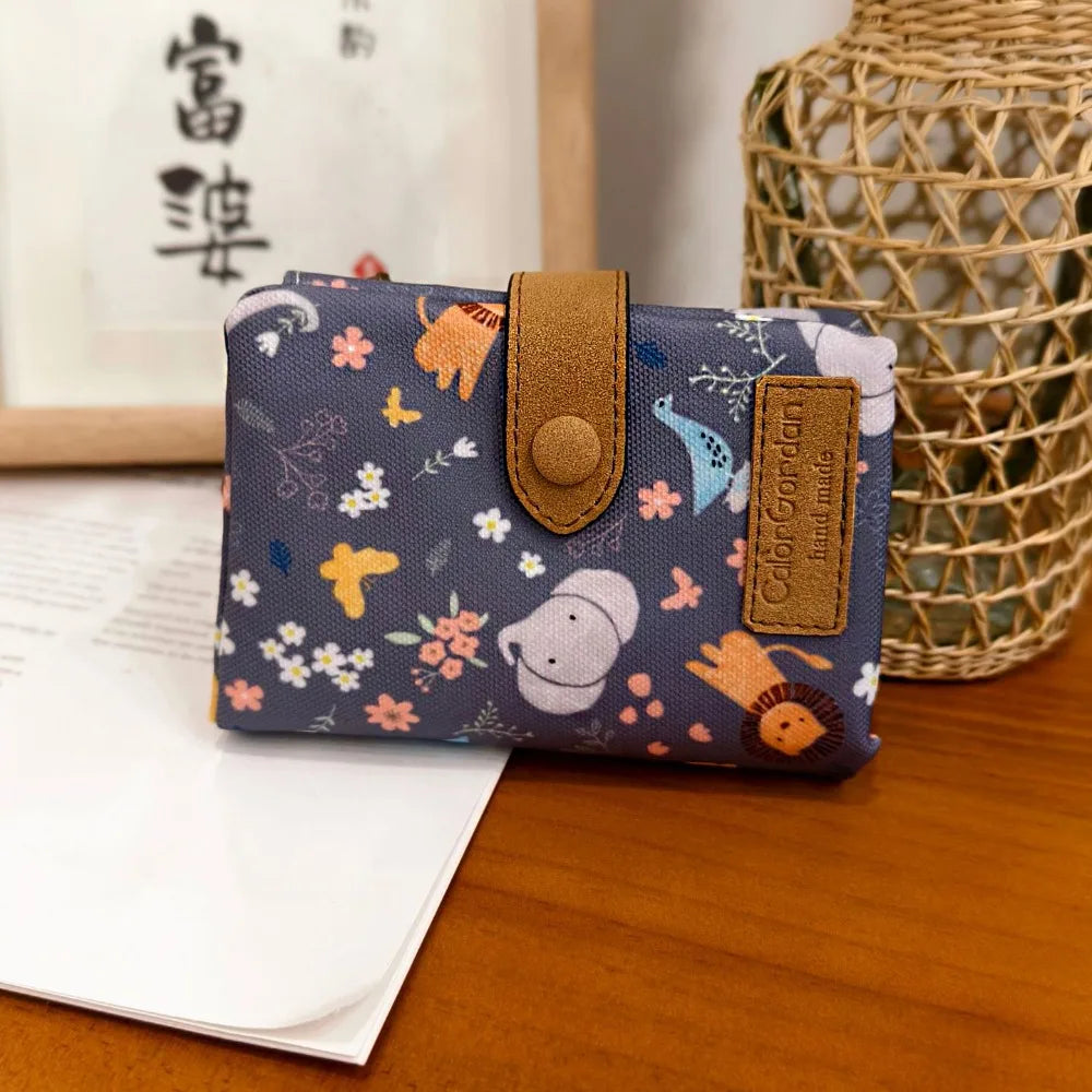 Portefeuille compact en toile imprimée porte-monnaie pliable mixte motif chat — photo 4