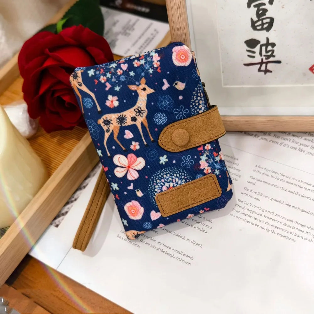 Portefeuille compact en toile imprimée porte-monnaie pliable mixte motif chat — photo 8