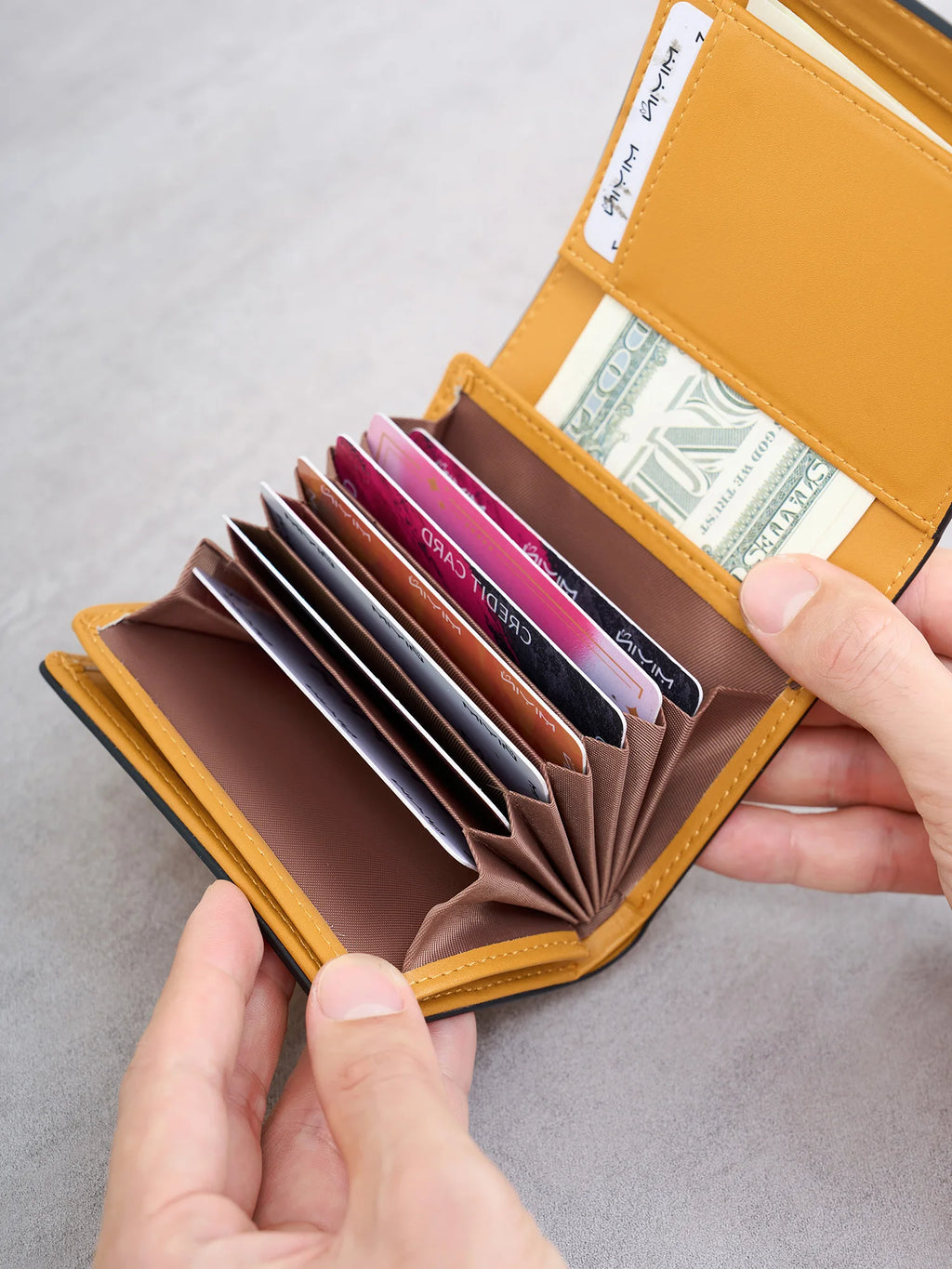 Portefeuille trifold simili cuir PU compact multifonction avec zip et porte-monnaie — photo 4