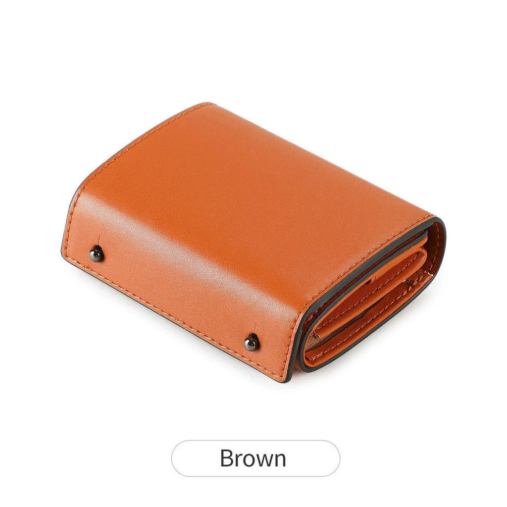 Portefeuille trifold simili cuir PU compact multifonction avec zip et porte-monnaie — photo 6