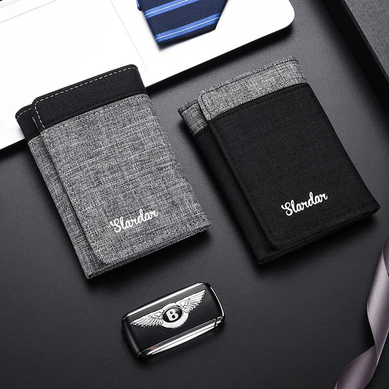 Portefeuille trifold en toile pour homme et étudiant - Style vintage et décontracté — photo 1