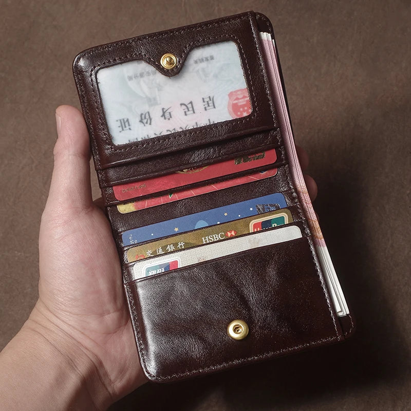 Portefeuille en cuir véritable – Portefeuille ultra-slim, avec multiples emplacements pour cartes, porte-cartes bifold et clip à billets — photo 5