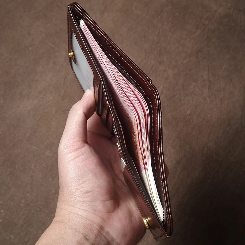 Portefeuille en cuir véritable – Portefeuille ultra-slim, avec multiples emplacements pour cartes, porte-cartes bifold et clip à billets — photo 6