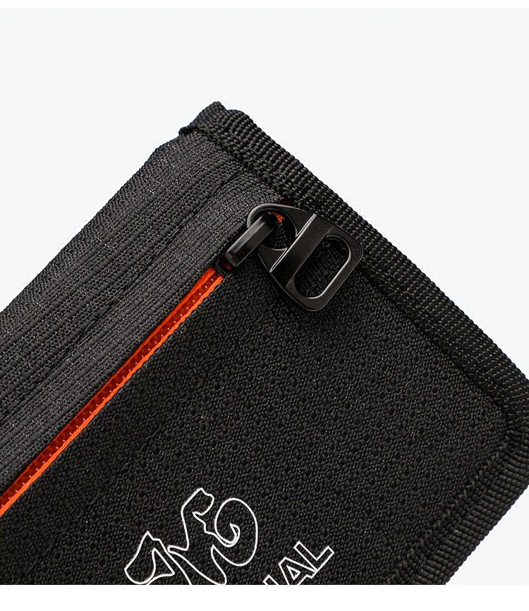Portefeuille unisexe 3 volets en nylon ripstop, zip orange