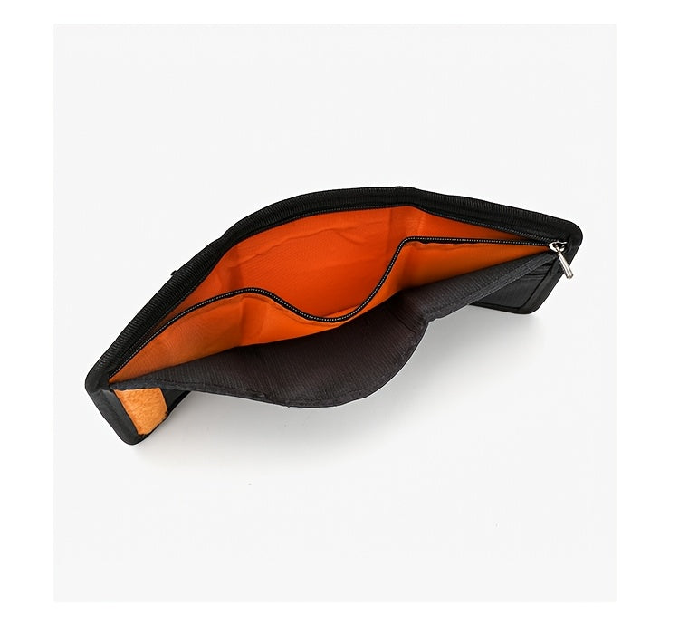 Portefeuille unisexe 3 volets en nylon ripstop, zip orange