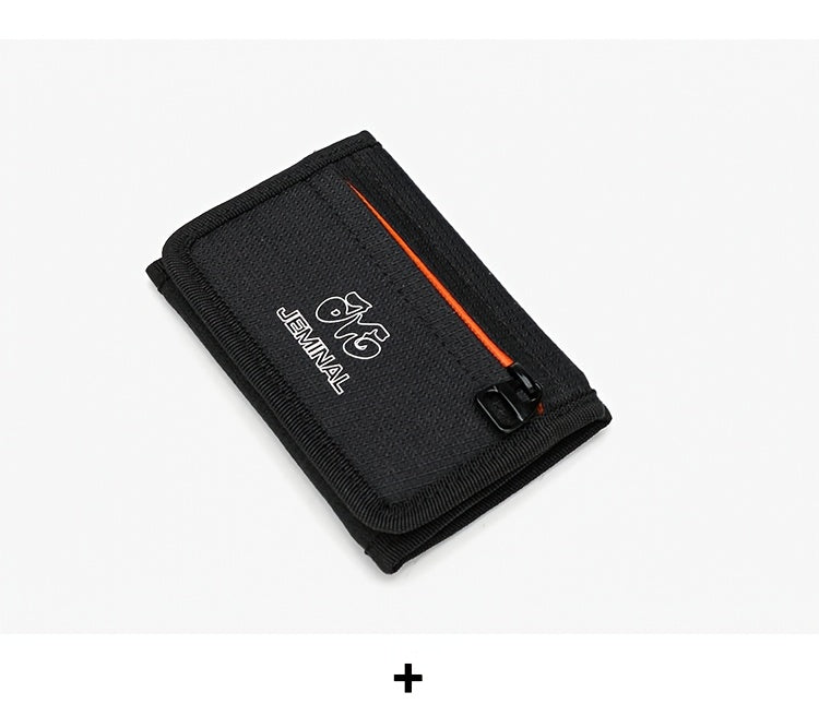 Portefeuille unisexe 3 volets en nylon ripstop, zip orange