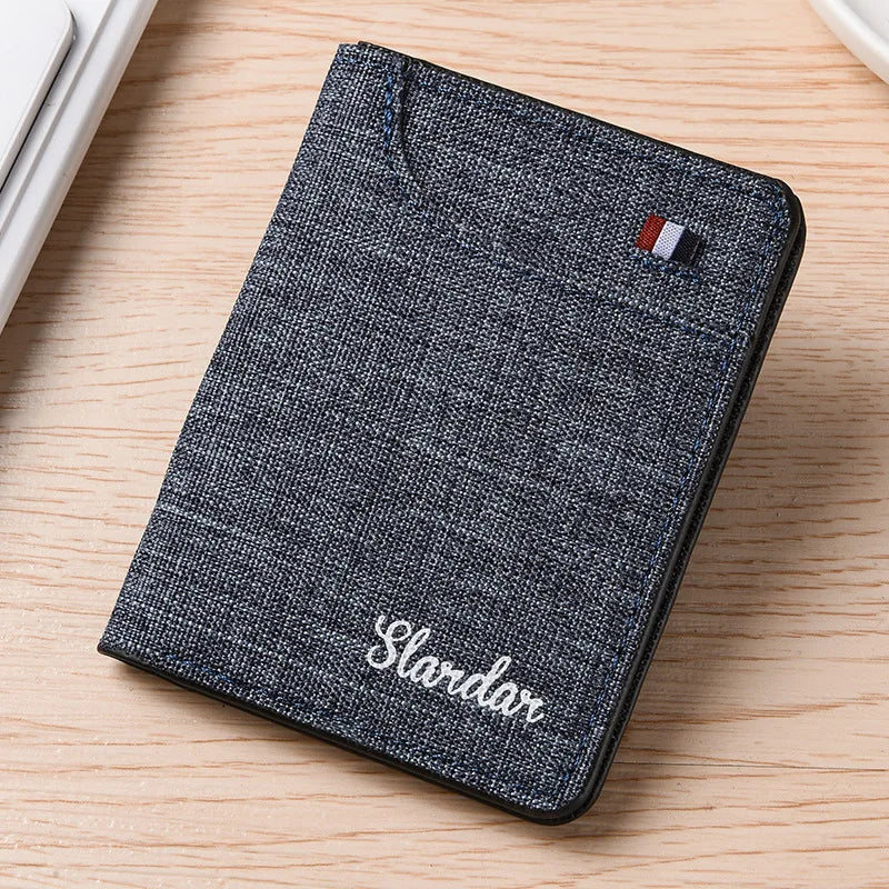 Portefeuille vertical en toile style japonais - Ultra-slim et tendance denim — photo 1