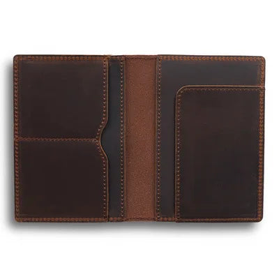 Protège passeport cuir véritable porte-cartes voyage compact fait main vintage — photo 11