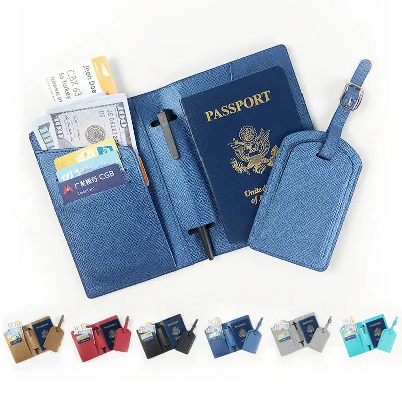 Ensemble Protège-passeport et Étiquette de bagage personnalisés avec photo et nom — photo 3