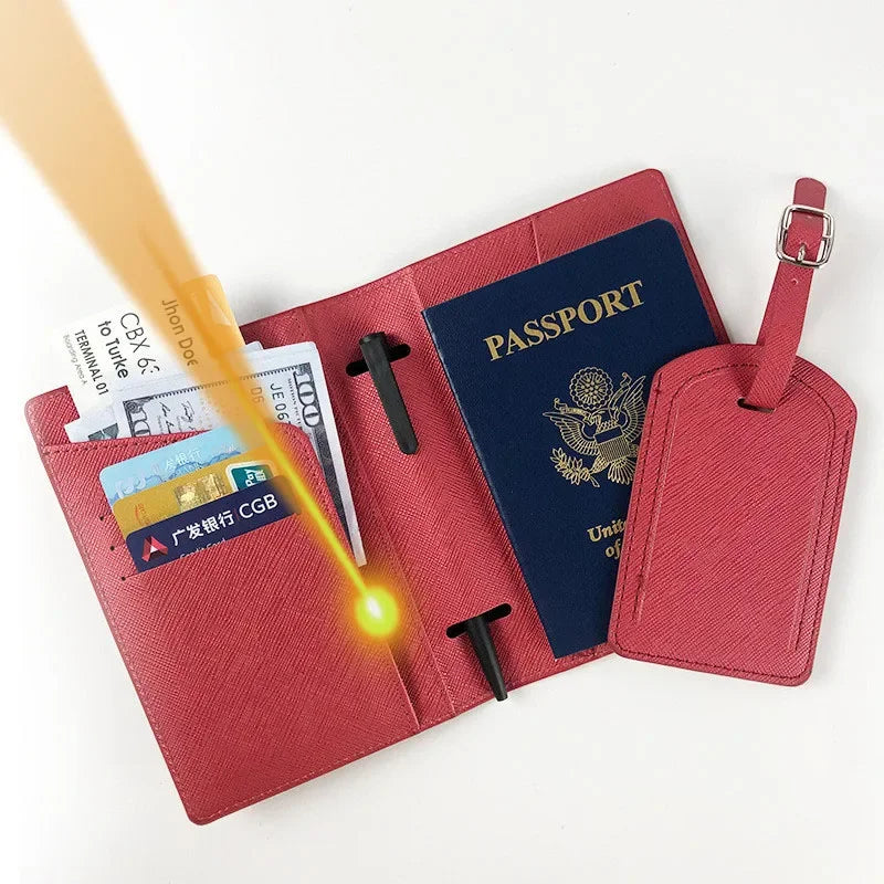 Ensemble Protège-passeport et Étiquette de bagage personnalisés avec photo et nom — photo 5