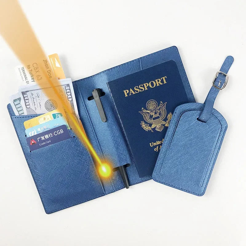 Ensemble Protège-passeport et Étiquette de bagage personnalisés avec photo et nom — photo 6
