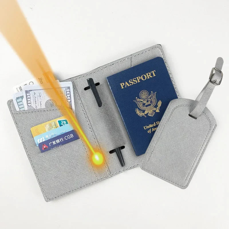 Ensemble Protège-passeport et Étiquette de bagage personnalisés avec photo et nom — photo 7