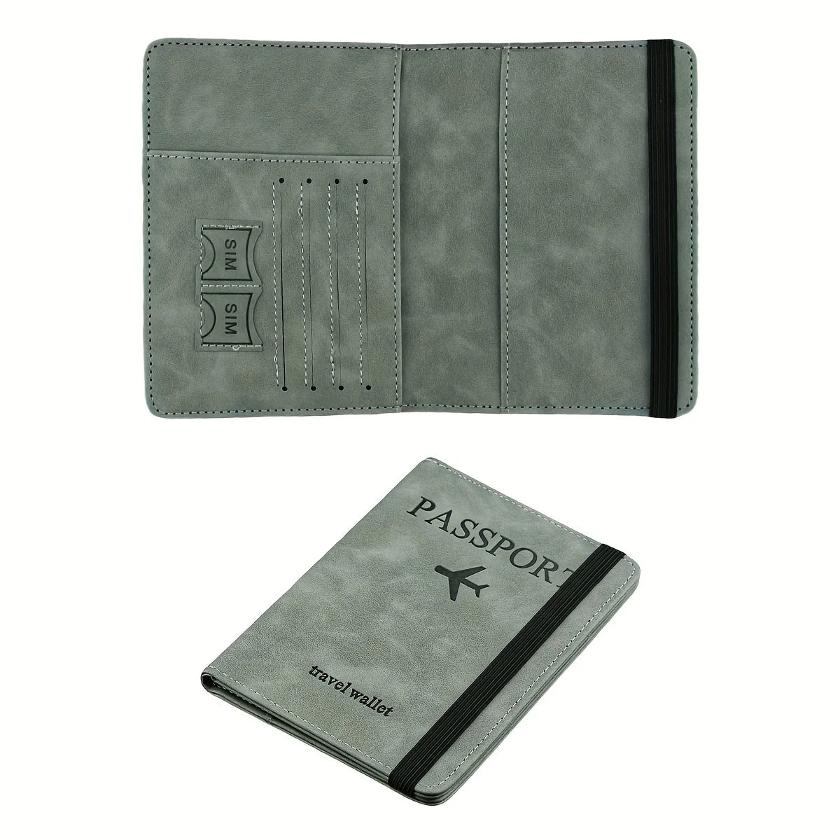 Protège-passeport rétro en cuir PU avec blocage RFID et fentes pour cartes — photo 2