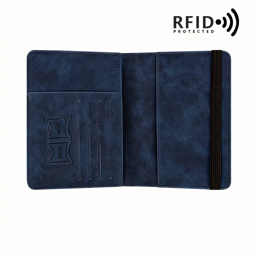 Protège-passeport rétro en cuir PU avec blocage RFID et fentes pour cartes — photo 5