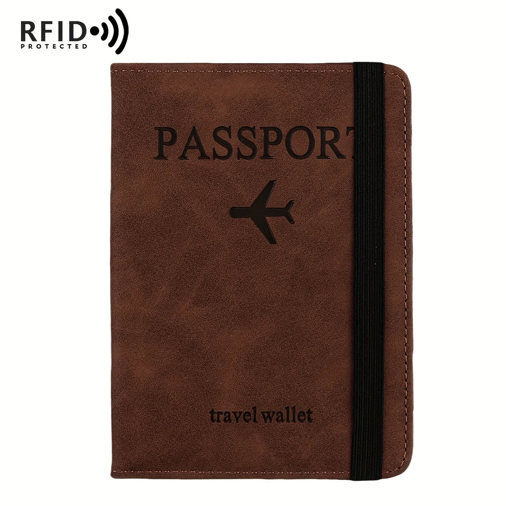 Protège-passeport rétro en cuir PU avec blocage RFID et fentes pour cartes — photo 6
