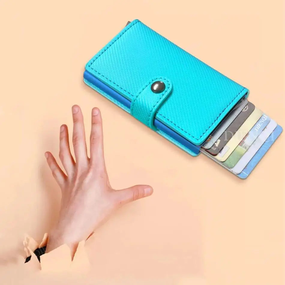 Porte-carte automatique rfid en cuir pu carbone avec éjection rapide — photo 2 Image
