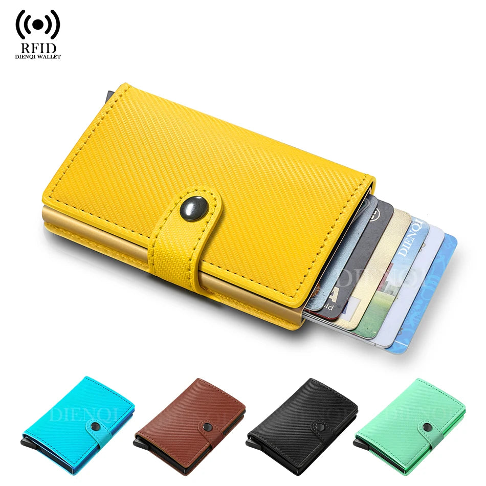 Porte-carte automatique rfid en cuir pu carbone avec éjection rapide — photo 3