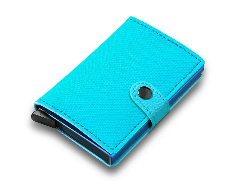 Porte-carte automatique rfid en cuir pu carbone avec éjection rapide — photo 7