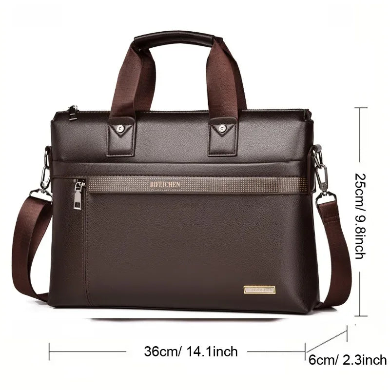 Sacoche business en cuir pu pour homme porte-documents a4 et ordinateur portable — photo 6