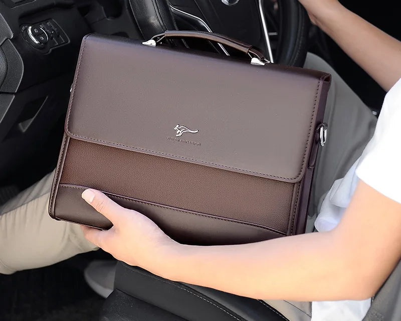 Sacoche business en cuir pu pour homme avec bandoulière amovible et format tablette — photo 2