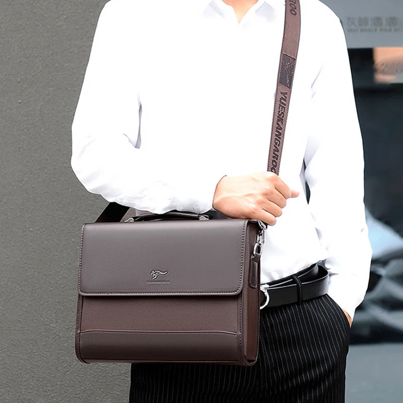 Sacoche business en cuir pu pour homme avec bandoulière amovible et format tablette — photo 4