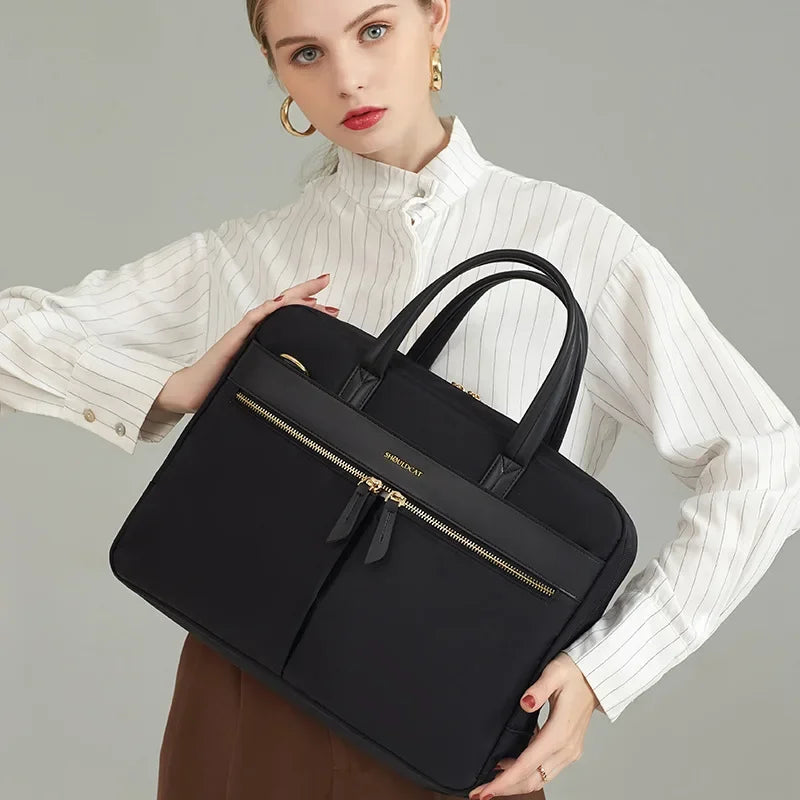 Sacoche ordinateur portable femme imperméable avec compartiments et bandoulière — photo 1