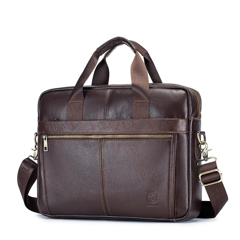 Serviette business en cuir véritable pour homme - sacoche ordinateur 15,6 pouces — photo 1