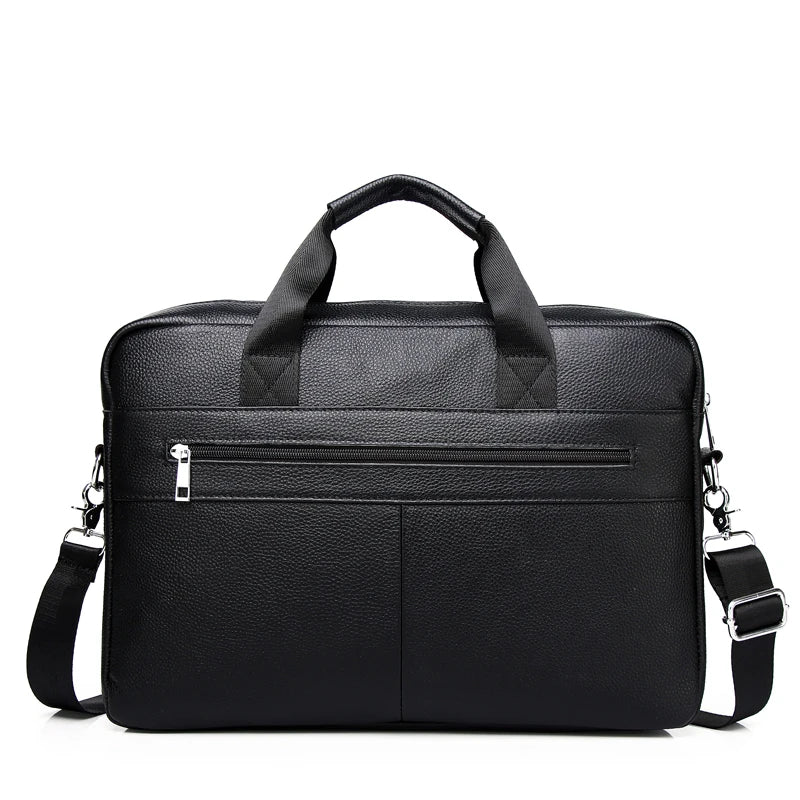 Serviette business en cuir véritable pour homme - sacoche ordinateur 15,6 pouces — photo 3 Image