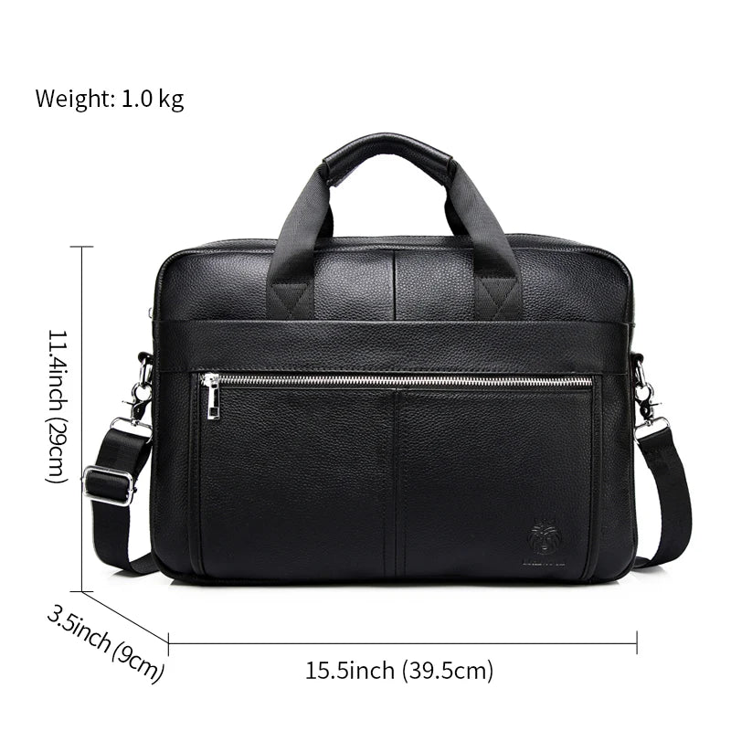 Serviette business en cuir véritable pour homme - sacoche ordinateur 15,6 pouces — photo 6